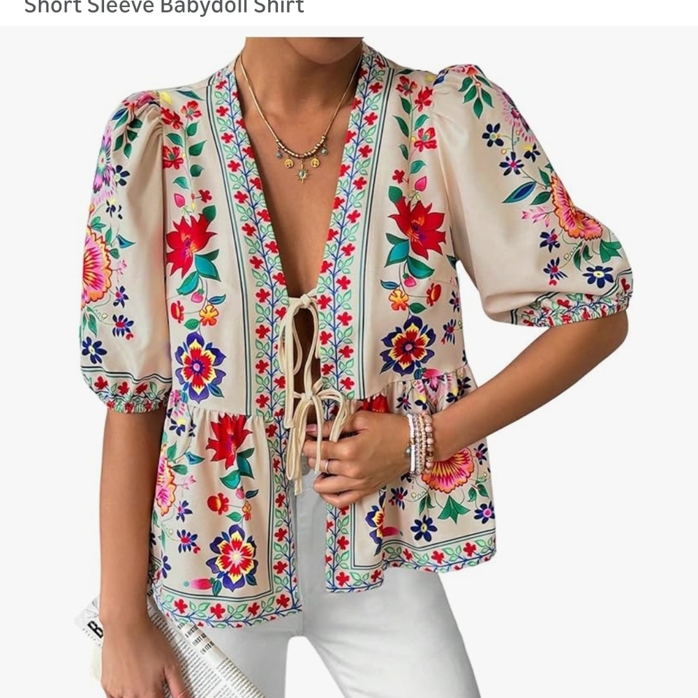 Floral Print Babydoll Top